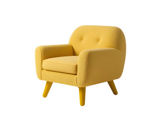 Naklejka premium Modern Cozy Yellow Armchair with Soft Rounded Shape Isolated on a Clean White Studio Background