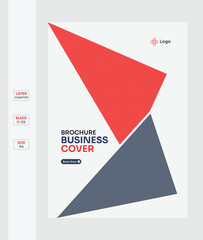 Triangle-shaped business brochure cover design, company profile, a4 and editable, red and blue accent