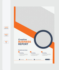 Modern one-page minimal A4 business flyer with orange accents, rectangle and ellipse layout design
