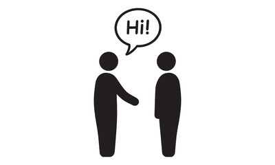 Greeting Communication Icon Vector People Hi Bubble Hello Social Network Introduction Symbol