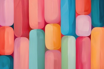 Bright and colorful abstract pattern featuring smooth, rounded shapes in various hues against a vibrant backdrop