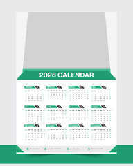 Business wall calendar template 2026, planner, monthly, weekly, days, new year design