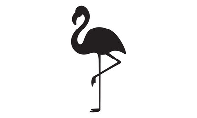 Tropical Flamingo Silhouette Icon Vector Standing Bird Wildlife Exotic Summer Style Symbol