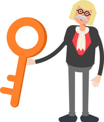 Judge Character Holding Key
