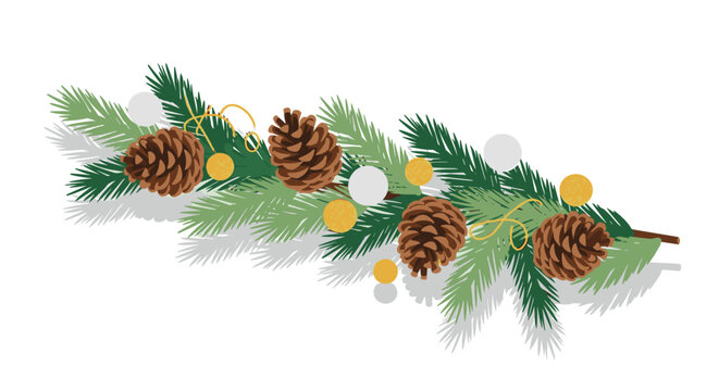 Festive evergreen pinecone arrangement with holiday decorations