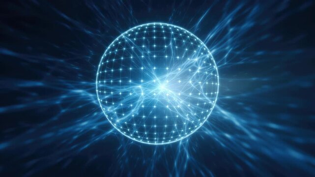 Futuristic datum network digital technology video backgrounds with visual pulse connectivity and intelligent progress render on creation