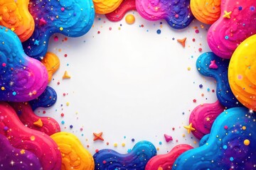 A vibrant, multicolored web page border design, featuring abstract shapes and geometric patterns, ideal for websites needing a modern and eye-catching edge , website design, modern art