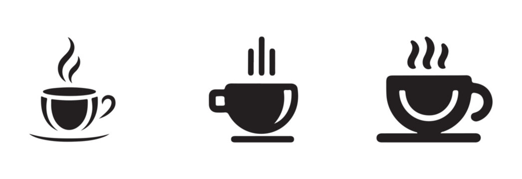 Cup a coffee icon silhouette, Flat style, coffee cup icon vector outline style sign, vector illustration EPS 10.