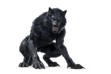 black werwolf horror creature isolated on white or transparent png