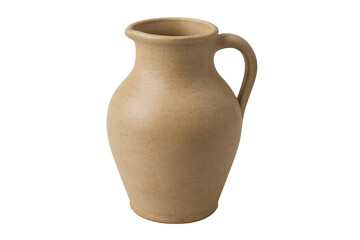 Traditional ceramic jug with handle on transparent background