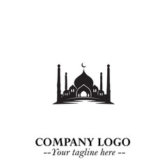 Dome Mosque Logo Symbol in Black on the White Background with Elegant Islamic Architecture Design