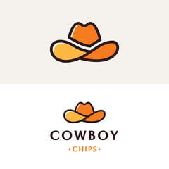 Modern logo featuring a cowboy hat, perfect for food brands needing a memorable western themed design, snack appeal