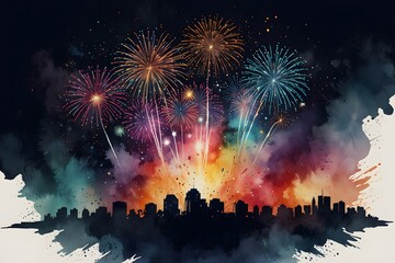 A cascading display of colorful fireworks in the night sky