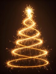 Festive sparkler light trails forming a shining christmas tree