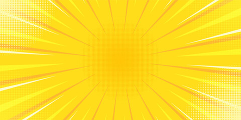 Yellow comic book background. Modern creative pop art orange halftone style background © bunga