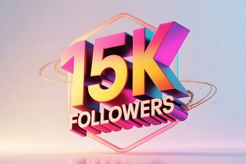Modern 3D Render Featuring Bold Text – 15K Followers