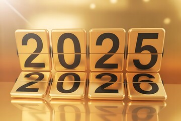 Realistic Flip Countdown Board Changing from 2025 to 2026