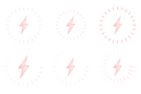 Red neon energy wireless charging symbols pack with bright wave signals, power bolt effects, and glowing circular rings designed for mobile battery UI and futuristic tech vector illustrations
