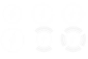 White energy wireless charging symbols pack featuring halo wave signals, subtle glowing pulses, and clean lightning bolt icons for smartphone UI, modern tech interfaces, and power vector graphics
