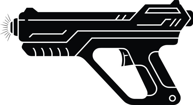 Futuristic Laser Gun Silhouette Vector Icon