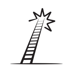 Ladder to success reaching for the stars isolated on white background