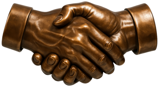 Sculpture of Two Hands Shaking Firmly