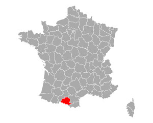 Obraz premium Karte von Ariege in Frankreich