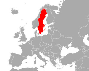 Karte von Schweden in Europa