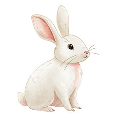 Watercolor Bunny Clipart – Cute White Rabbit PNG