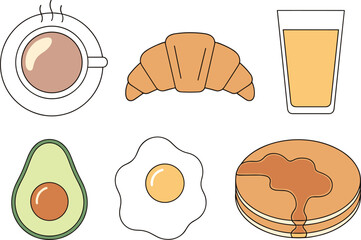 Minimal Breakfast Illustration Set.