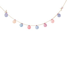 Watercolor Pastel Garland Clipart – Decorative Lights PNG
