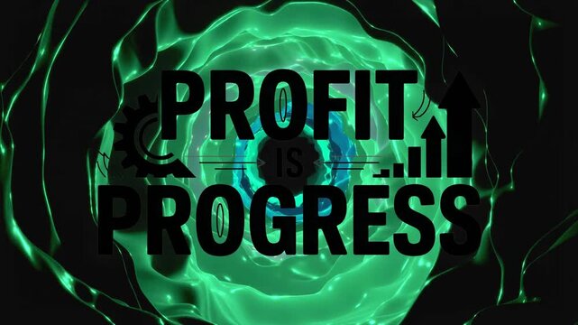 Dynamic tunnel video loop with profit is progress graphic in vibrant green hues for engaging screensaver use