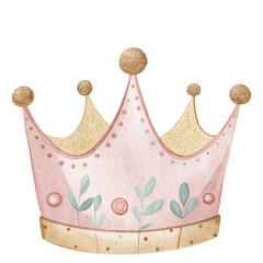 Watercolor Princess Crown Clipart – Pink Royal Crown PNG