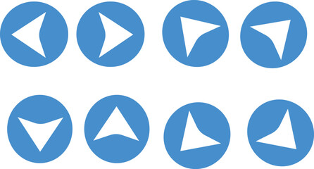 Set of Arrows Button Illustration. Arrow up, down, left, right, next, back with blue color
