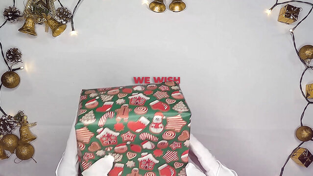 Santa Claus Gift Hands Christmas Wide Logo Reveal