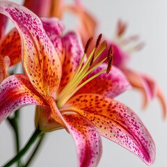 Close Up Of Pink And Orange Lily Flower