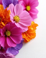 Colorful Cosmos Bouquet On White Background