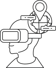 A man wearing a virtual reality headset with a globe in the background