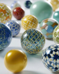 Assortment Of Decorative Patterned Balls In Various Colors