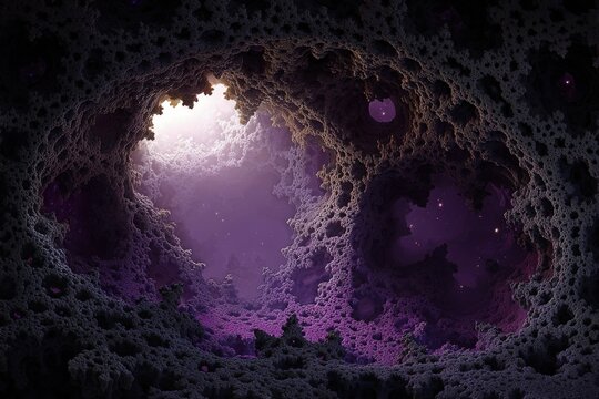 Abstract Digital Cave Tunnel With Glowing Colors