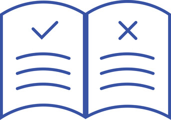 Checklist Guide Icon &ndash; Comparison Book with Tick and Cross Symbols