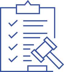 Legal Checklist Line Icon &ndash; Compliance Audit, Policy Review & Law Verification Symbol