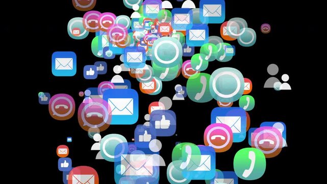 Vibrant display of social media internet Communication icon symbols - Powered by Adobe