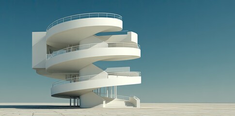 Spiral White Architectural Structure Under Clear Sky