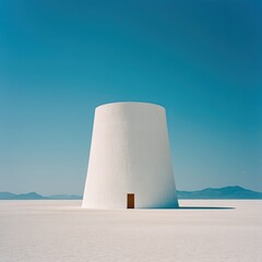 White Tower In Salt Flats Under Blue Sky
