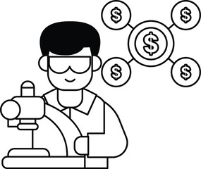 A man in a lab coat is holding a tool and smiling