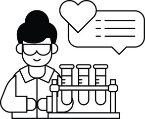 A man in a lab coat is holding a beaker and smiling