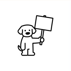 Adorable cartoon dog holding a blank sign for your message, perfect for announcements, protests, or fun promotions and scalable because it was originally vector