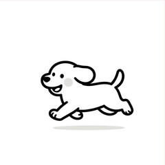 Playful puppy running happily, perfect for children's books and pet product designs, bringing joy and lightness to any creative project with its simple charm