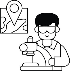 A man is wearing a lab coat and goggles and is holding a tool